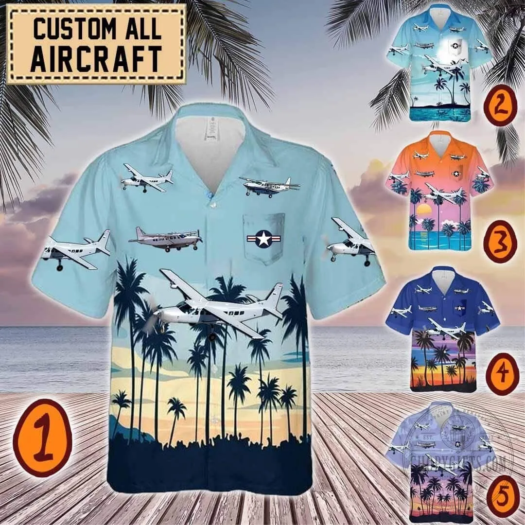 Cessna 208 Caravan Aircraft Tropical Beach Hawaiian Shirt