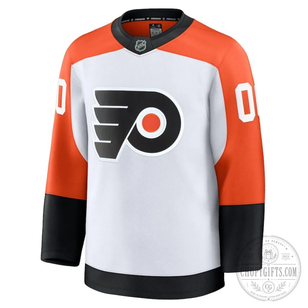 Philadelphia Flyers Away White and Orange National Hockey League Team Jersey