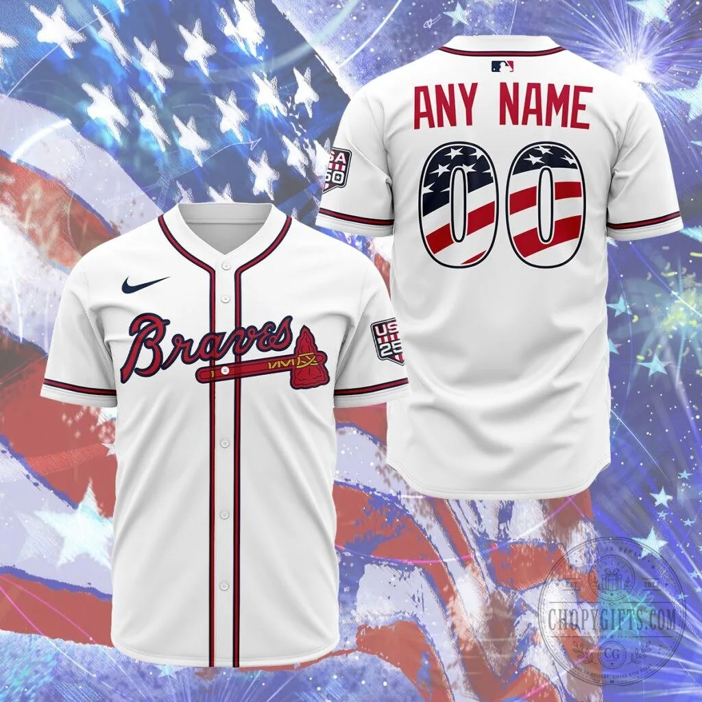 Atlanta Braves Personalized 2026 Stars and Stripes Baseball Jersey