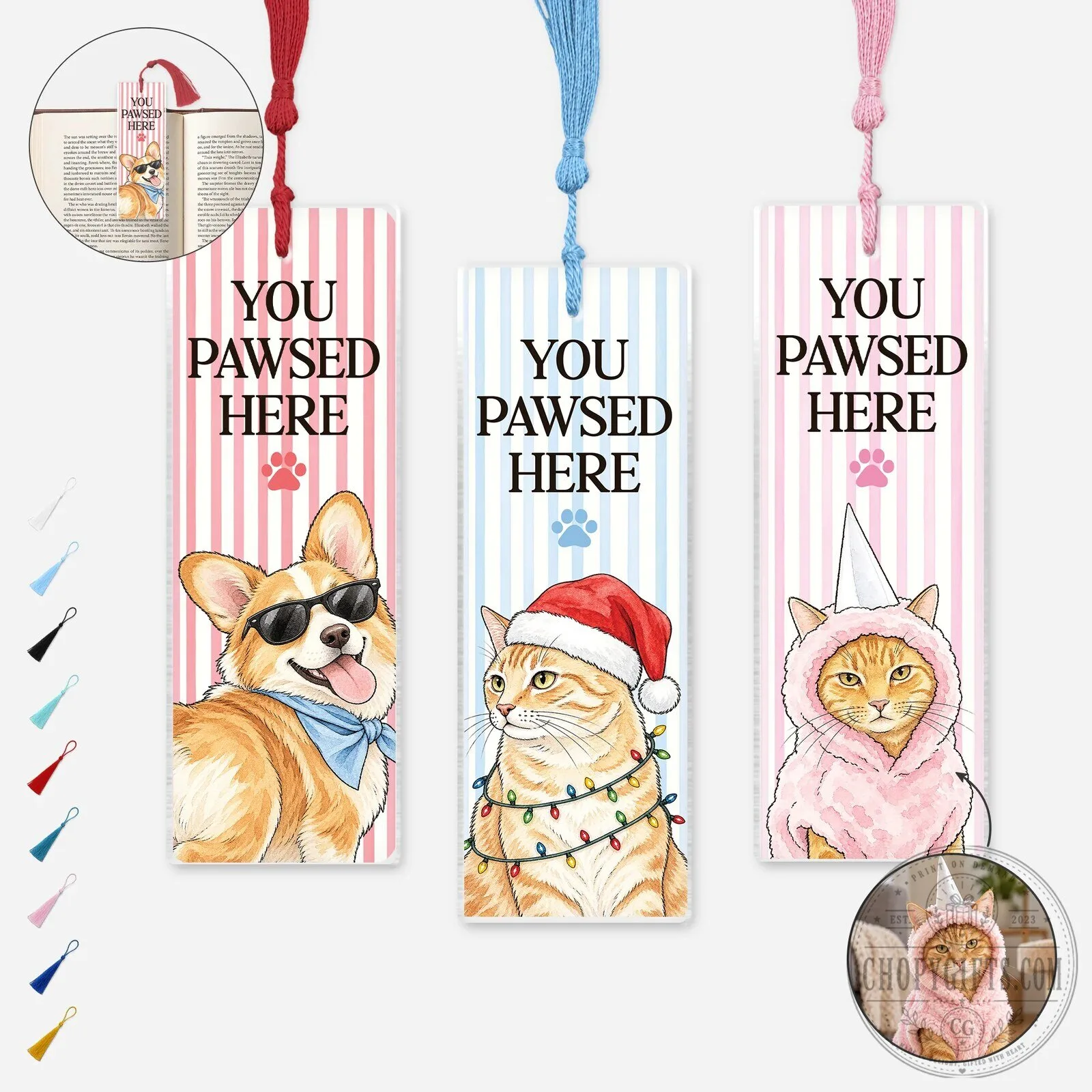 Personalized Pet Photo Acrylic Bookmark - Custom Dog Cat Memorial Gift