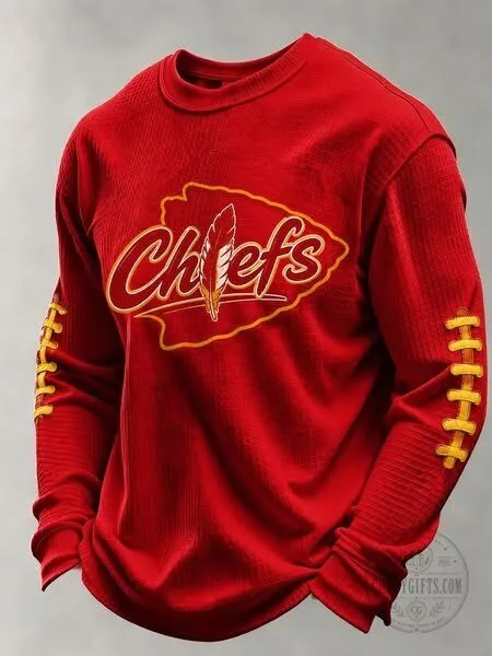 Kansas City Chiefs Football Team Red Long Sleeve Sweatshirt for Men