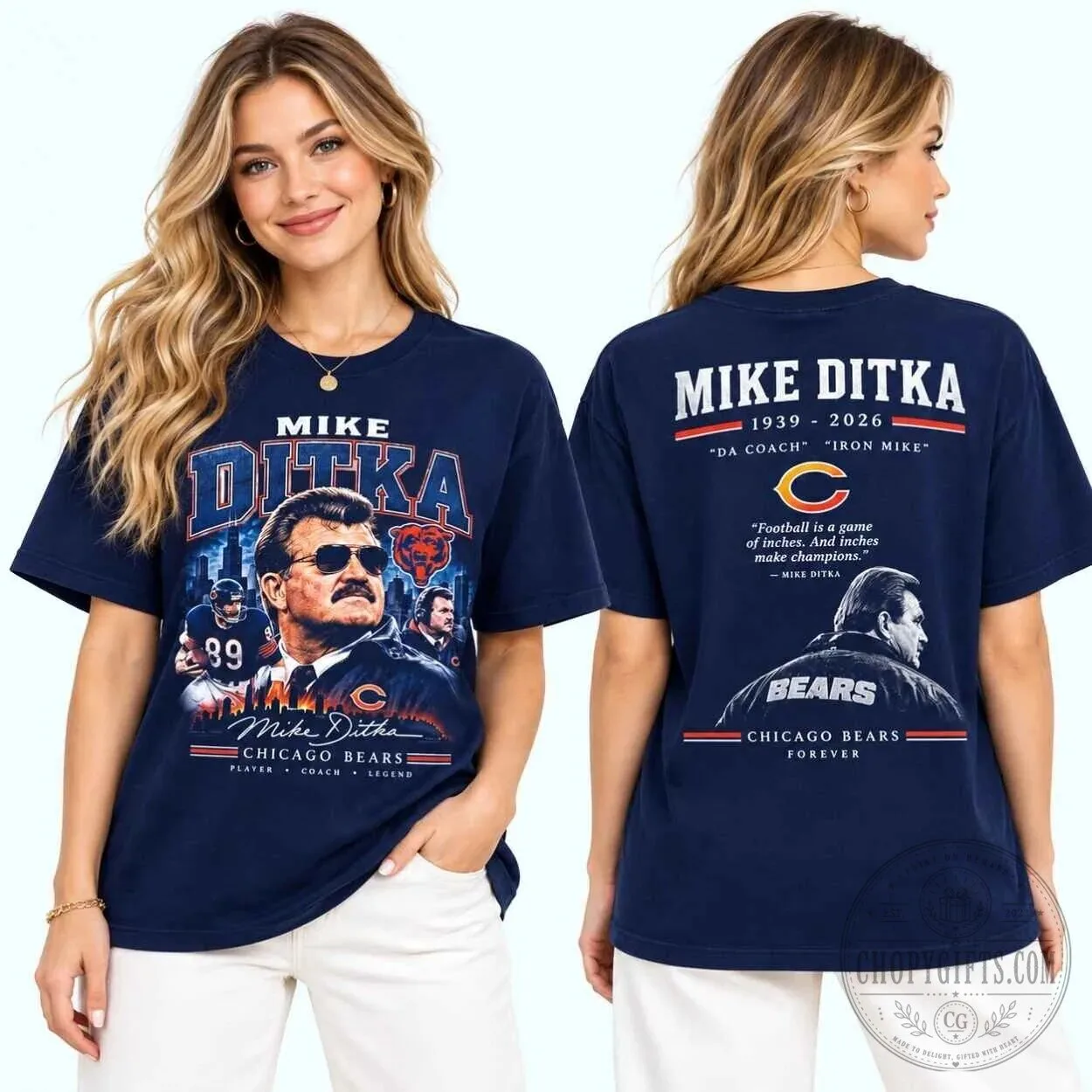 Mike Ditka Chicago Bears Football Legend Player Coach Graphic T-Shirt