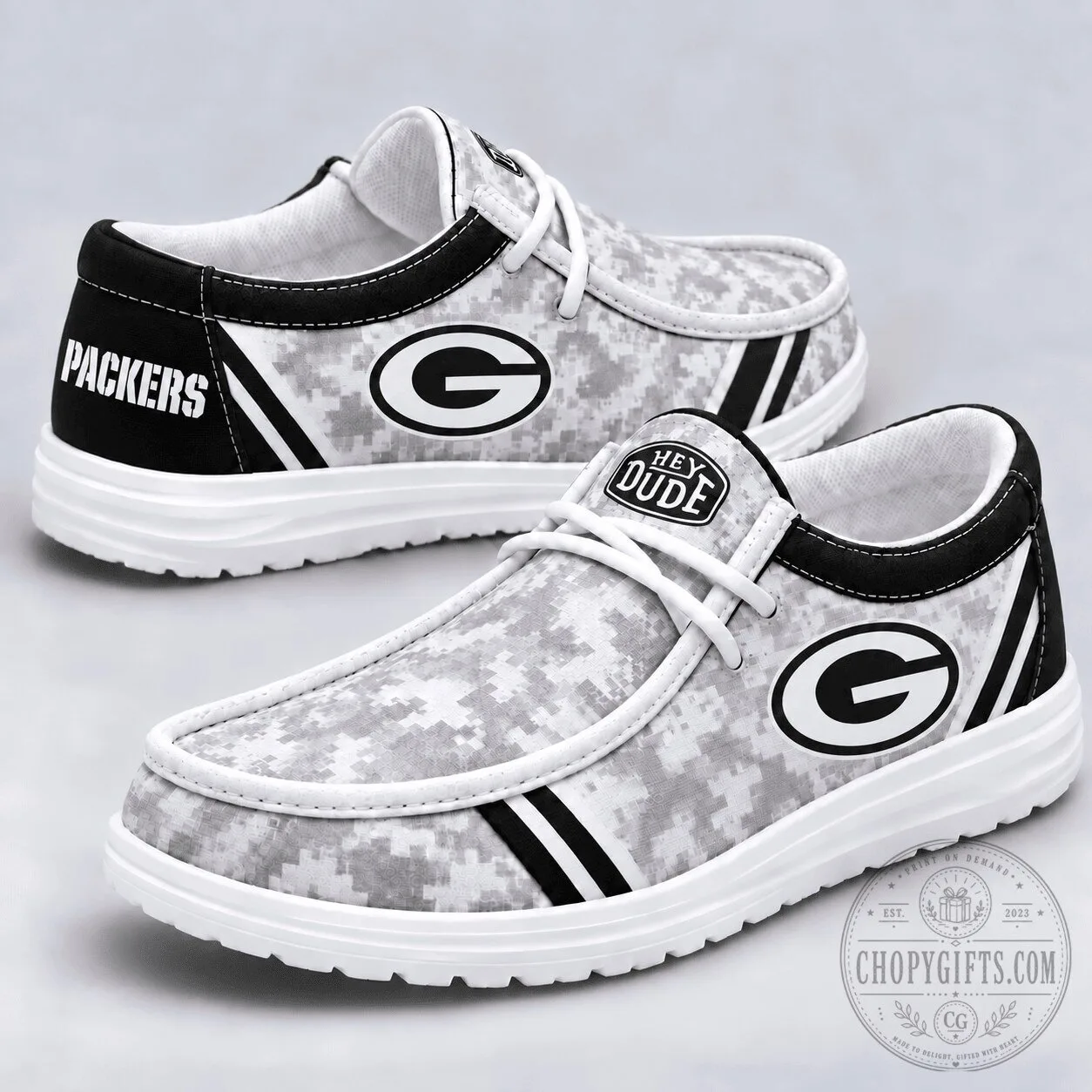 Green Bay Packers Digital Camouflage Loafer Shoes for Men and Women