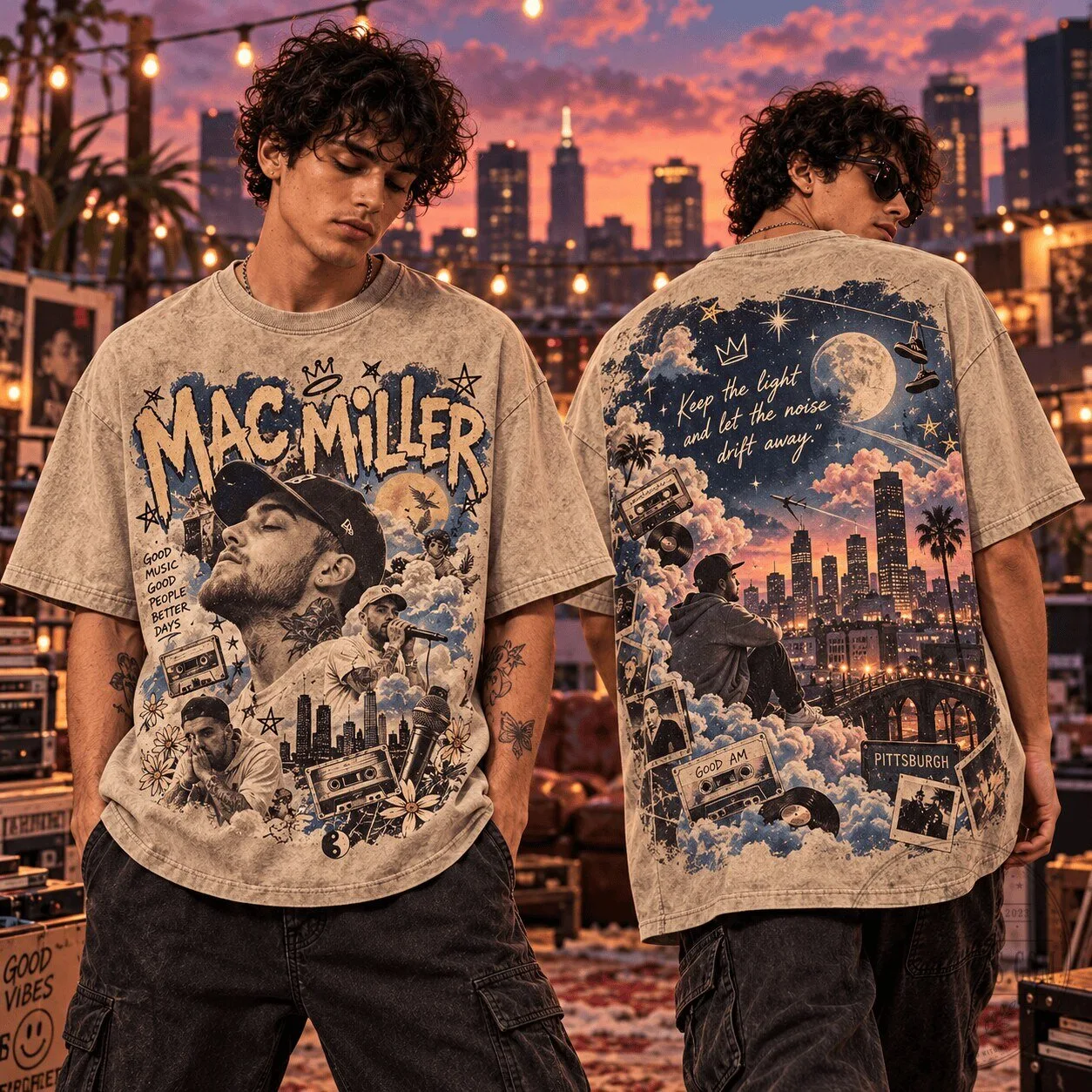 Mac Miller Pittsburgh Good AM Hip Hop Music Album Art Graphic T-Shirt