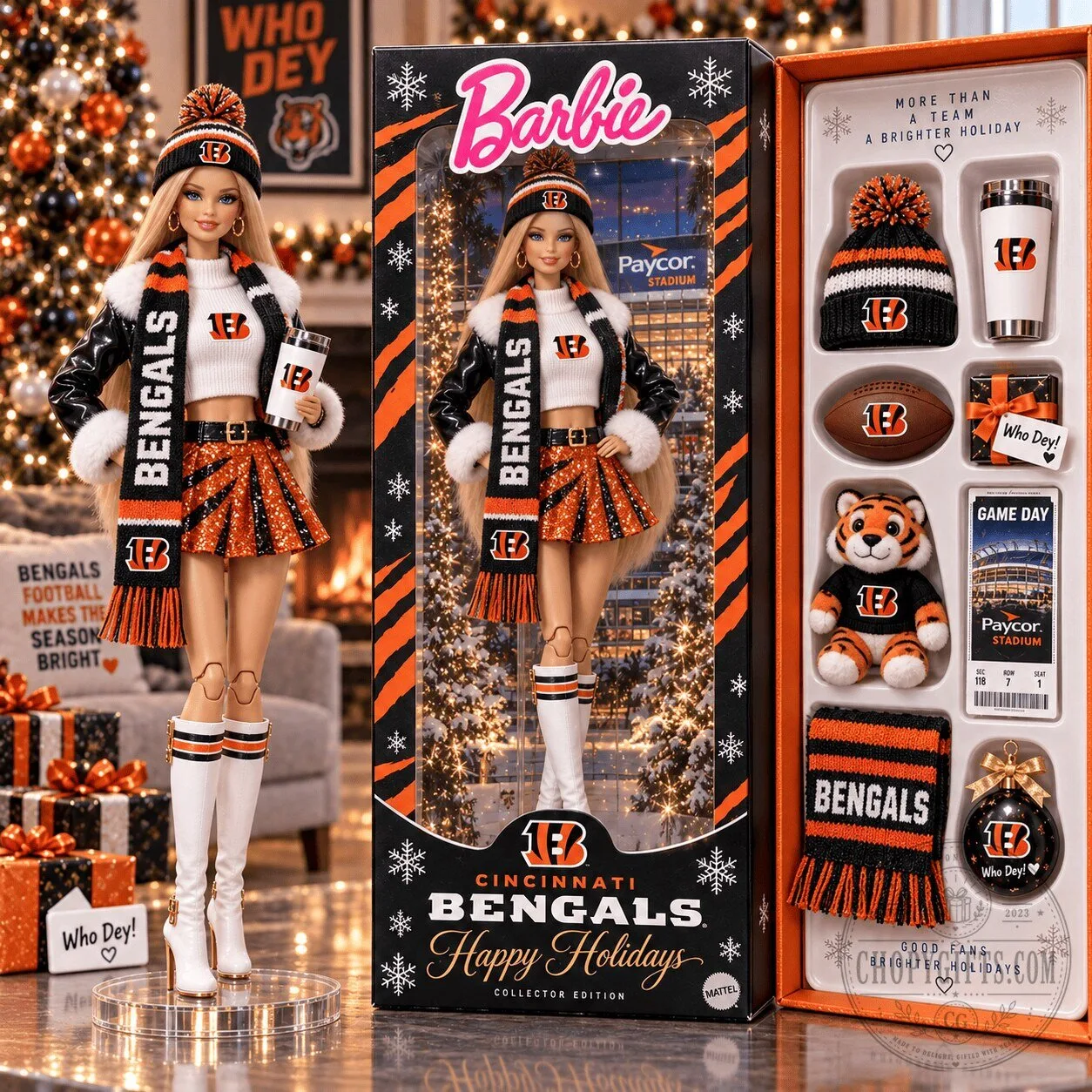 Cincinnati Bengals Barbie Doll Holiday Collector Edition