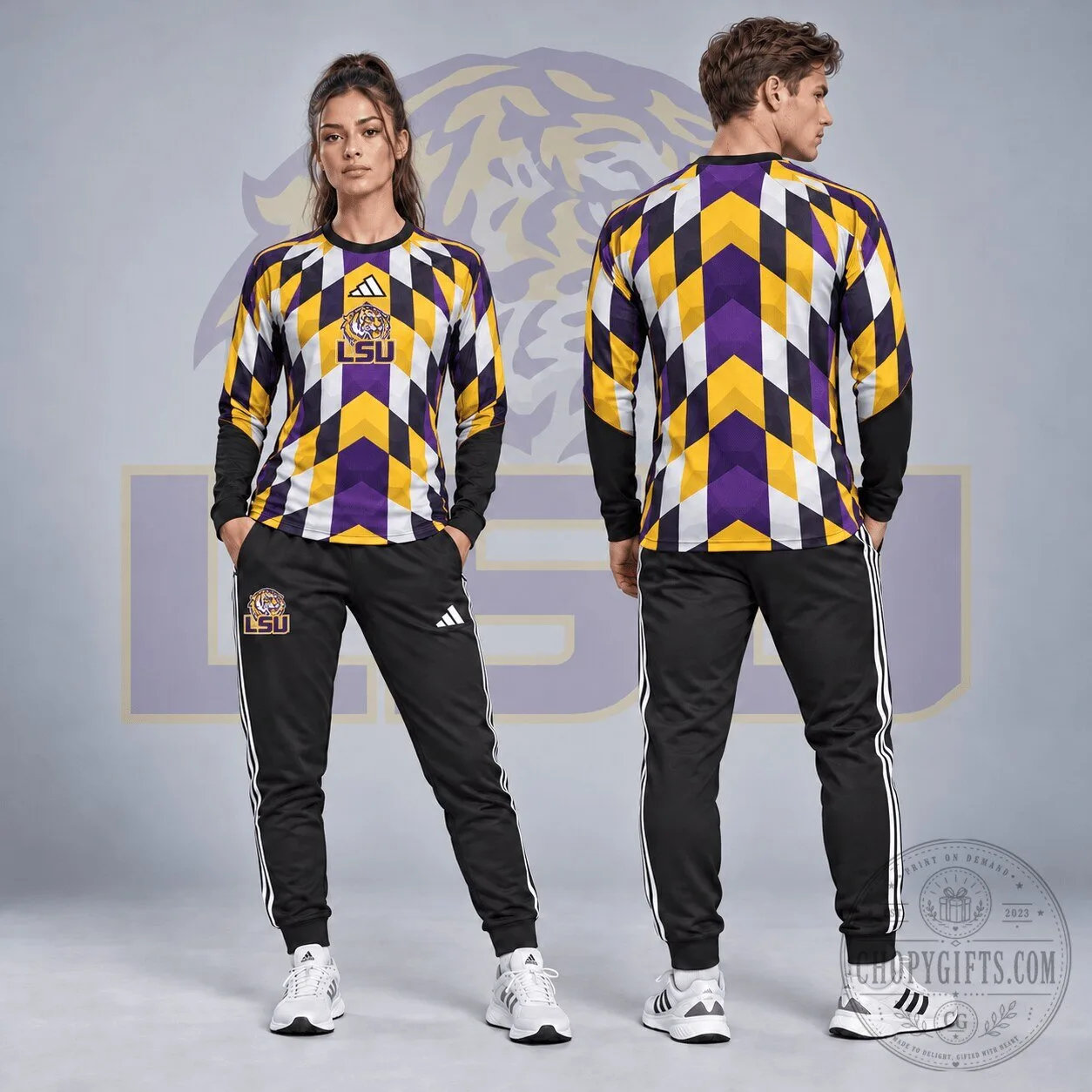 Louisiana State University Tigers Diamond Chevron Long Sleeve Performance Shirt
