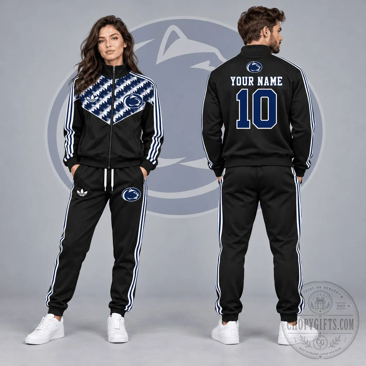 Penn State Nittany Lions Personalized Chevron Full-Zip Jacket and Jogger Tracksuit