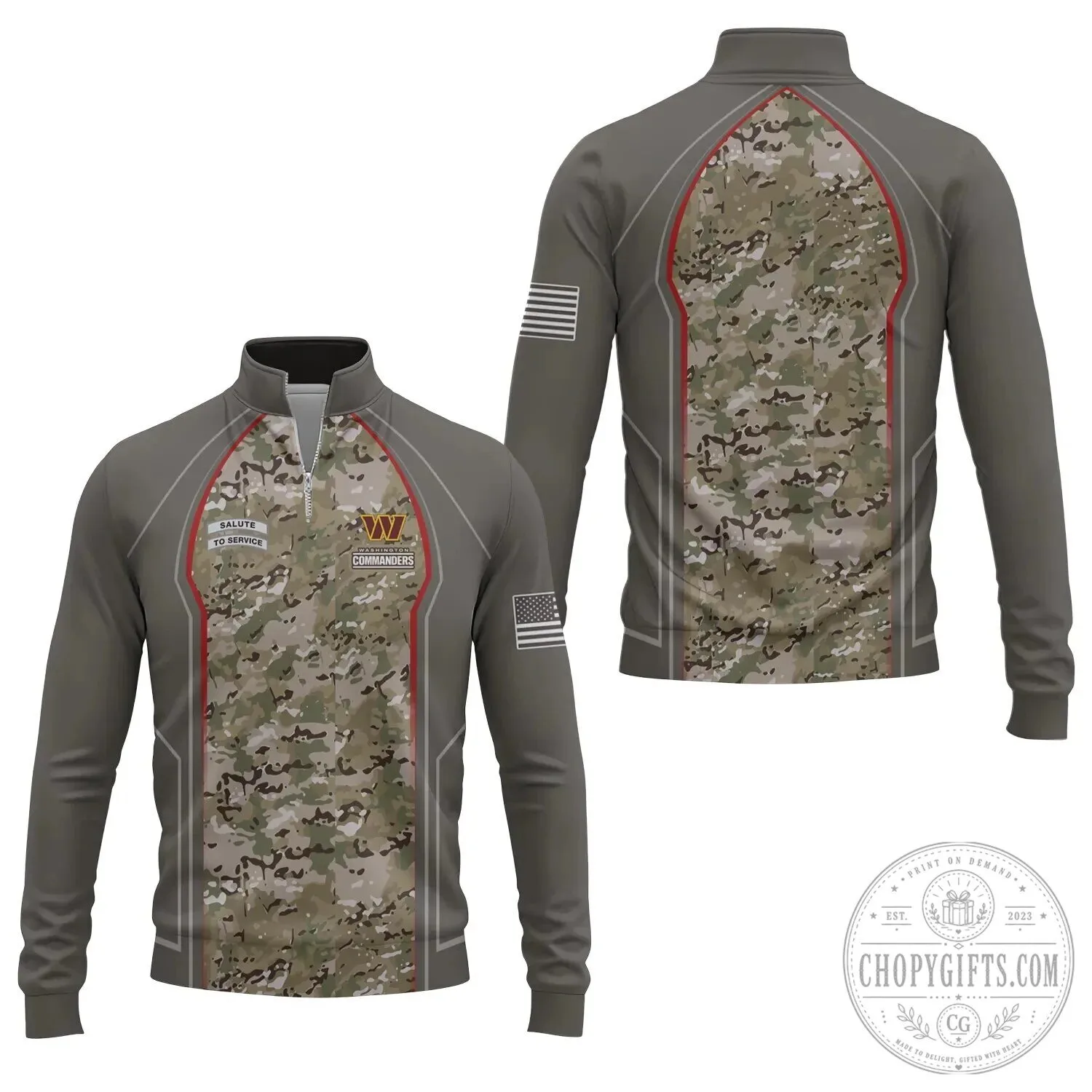 Camouflage Quarter-Zip Long-Sleeve Pullover for Washington Commanders Salute To Service