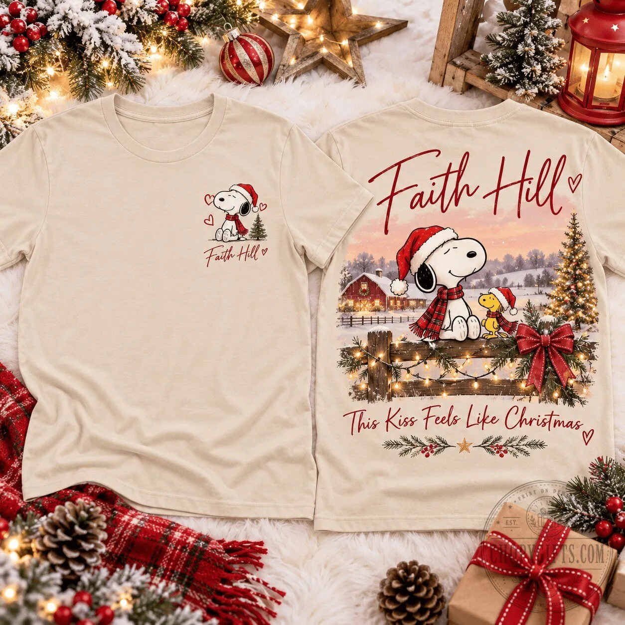 Faith Hill Snoopy This Kiss Feels Like Christmas Holiday T-Shirt