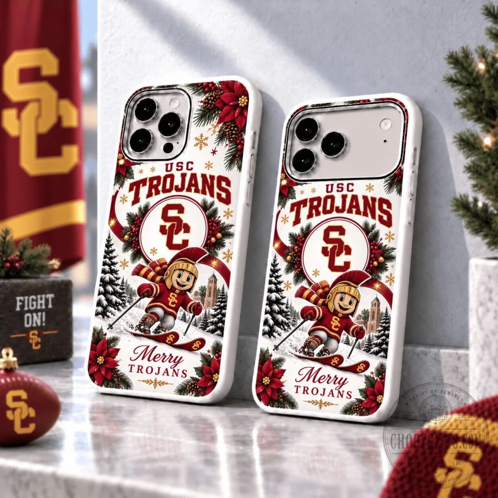 USC Trojans Christmas Skiing Mascot Holiday Phone Case USC Trojans Christmas Skiing Mascot Holiday Phone Case