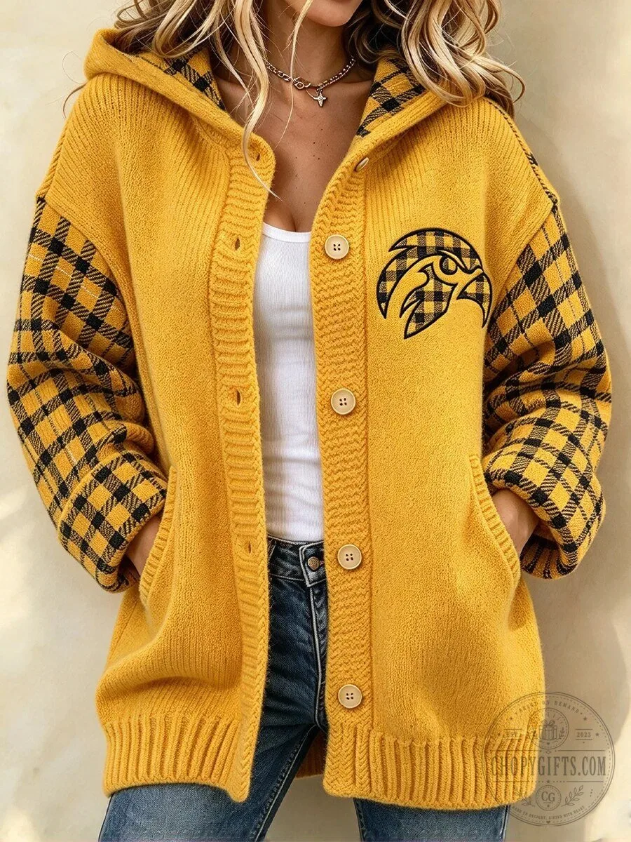 Baltimore Ravens Plaid Sleeve Hooded Knit Cardigan for Women 4 Baltimore Ravens Plaid Sleeve Hooded Knit Cardigan for Women