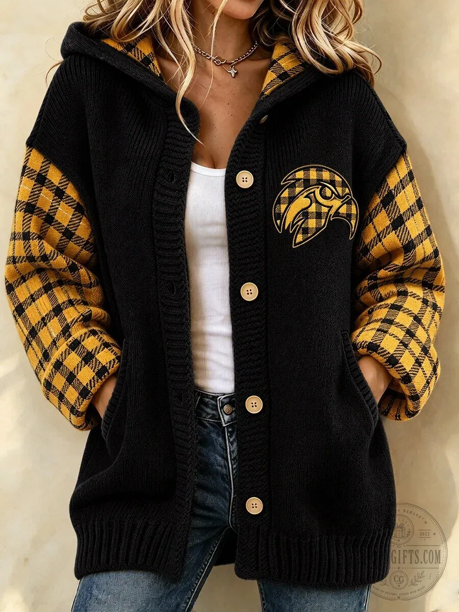 Baltimore Ravens Plaid Sleeve Hooded Knit Cardigan for Women 5 Baltimore Ravens Plaid Sleeve Hooded Knit Cardigan for Women