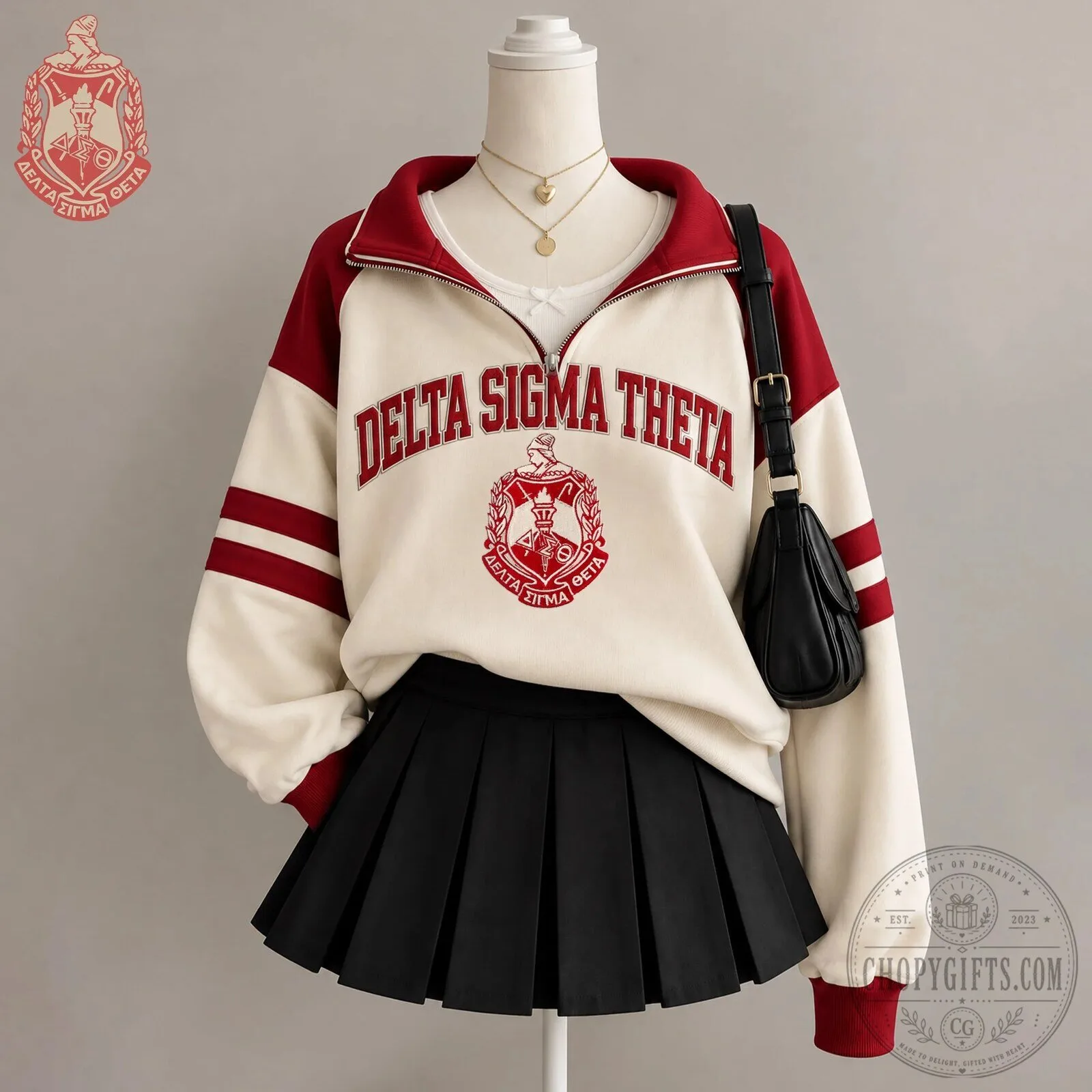 Delta Sigma Theta Sorority Quarter Zip Pullover Sweatshirt