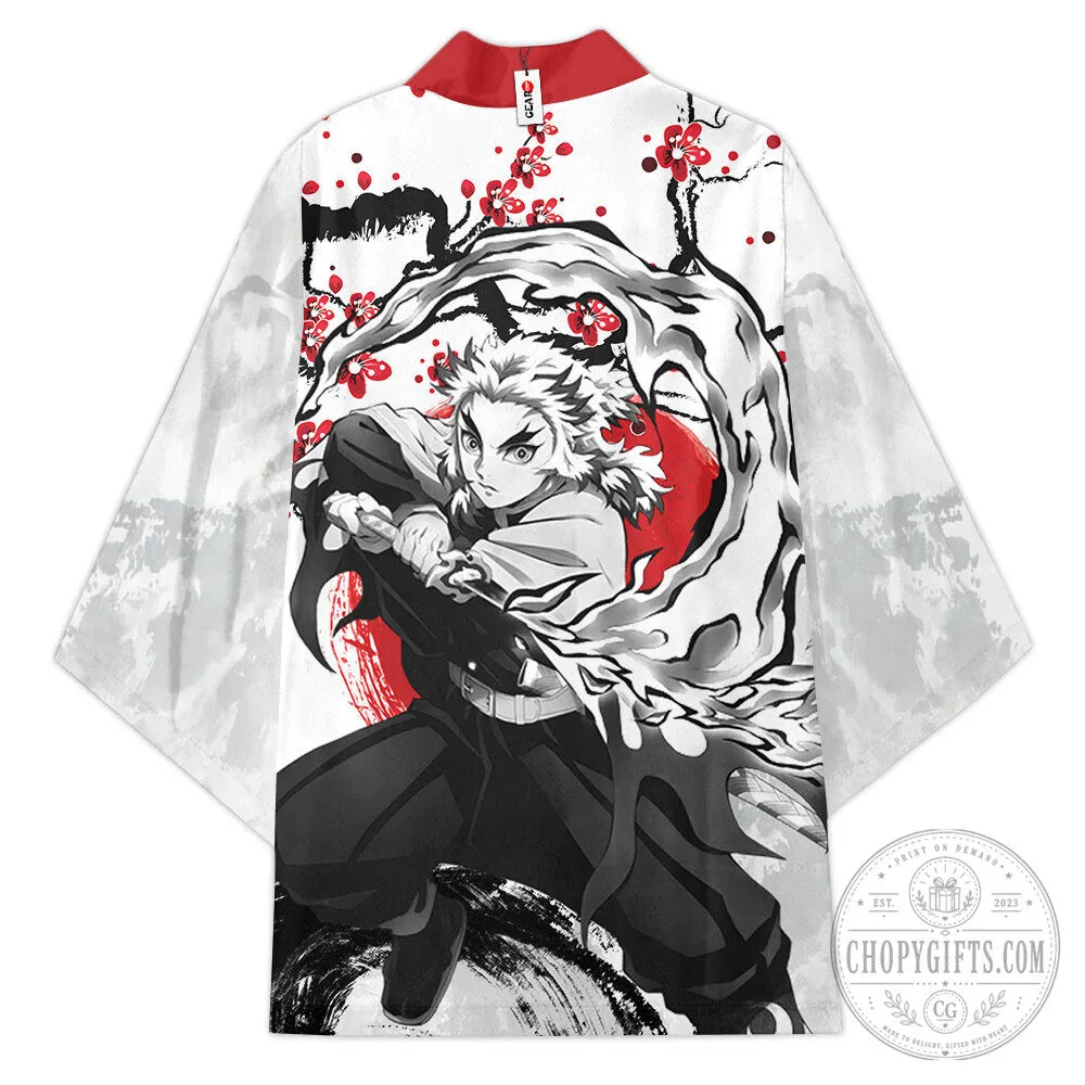 Kyojuro Rengoku Demon Slayer Anime Kimono Cardigan Jacket 7 Kyojuro Rengoku Demon Slayer Anime Kimono Cardigan Jacket