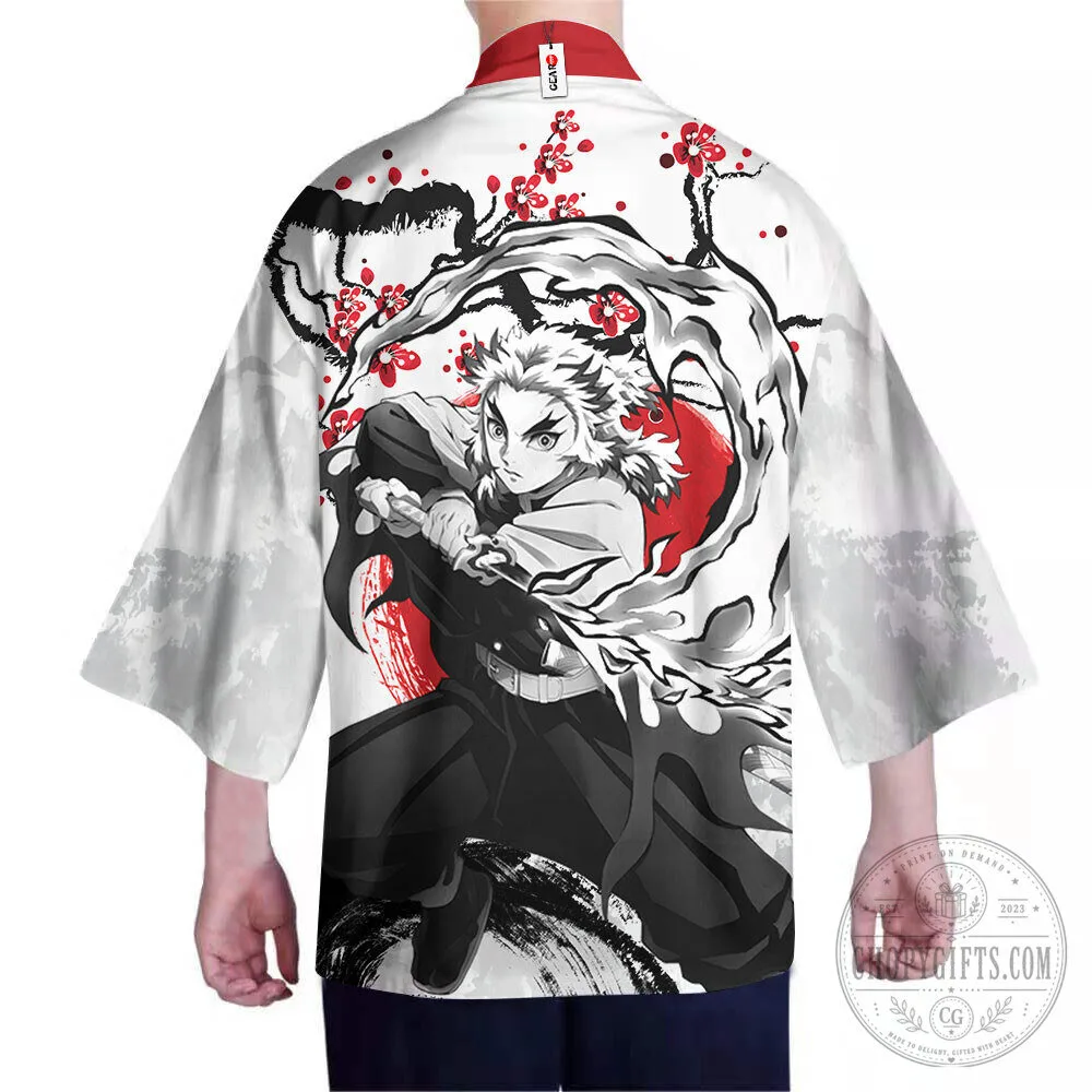 Kyojuro Rengoku Demon Slayer Anime Kimono Cardigan Jacket 9 Kyojuro Rengoku Demon Slayer Anime Kimono Cardigan Jacket